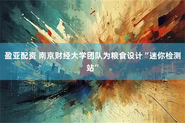 盈亚配资 南京财经大学团队为粮食设计“迷你检测站”